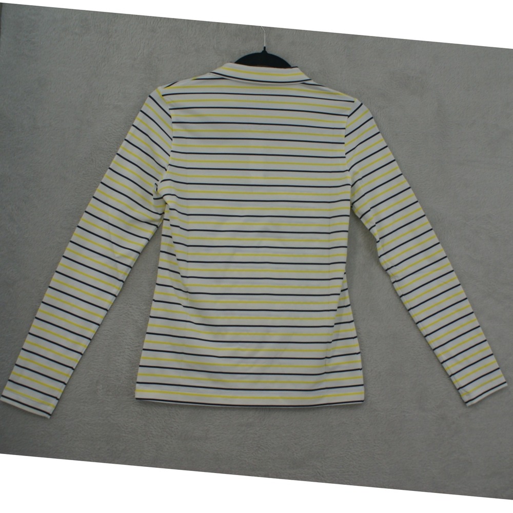 Lohla Sport Emma Striped Top LJL1001 Lemon Navy White Quarter Zip Polo Womens S - Picture 3 of 9